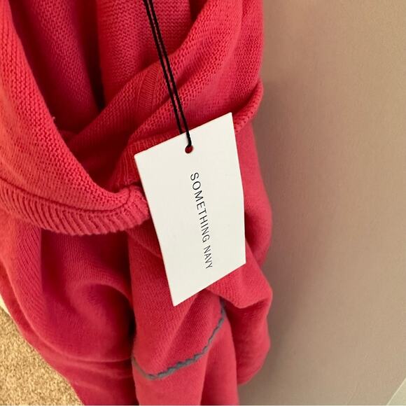 NWT Something Navy Pink Cotton Cashmere Embroidered Hoodie Sweater XS - Picture 7 of 11